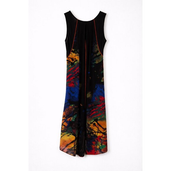 Vtg Y2K Fleur de Leis Sleeveless Multicolor Abstract Print Drape Dress, M, NWT - Picture 5 of 10